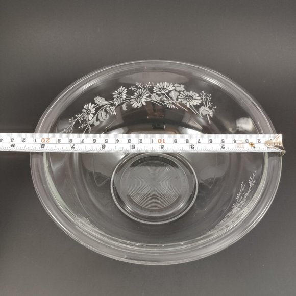 VTG PYREX Clear Bowls Colonial Mist White Flowers - Picture 4 of 10